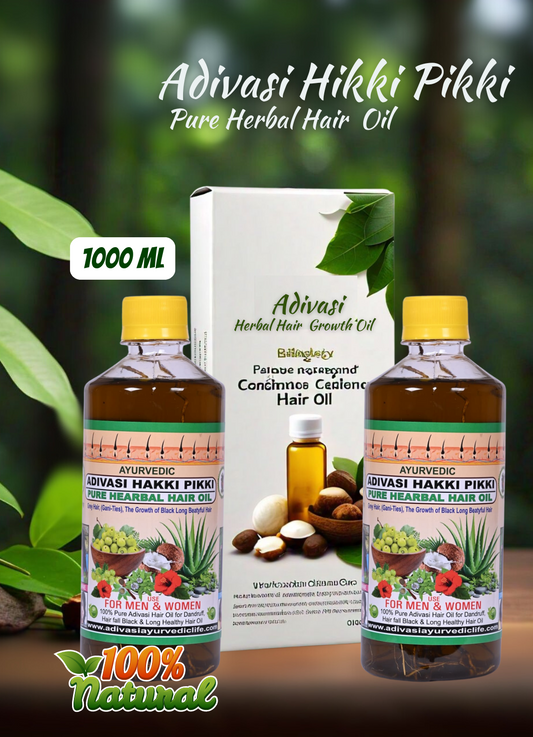 1000ml Adivasi Hikki Pikki Pure Herbal Hair  Oil