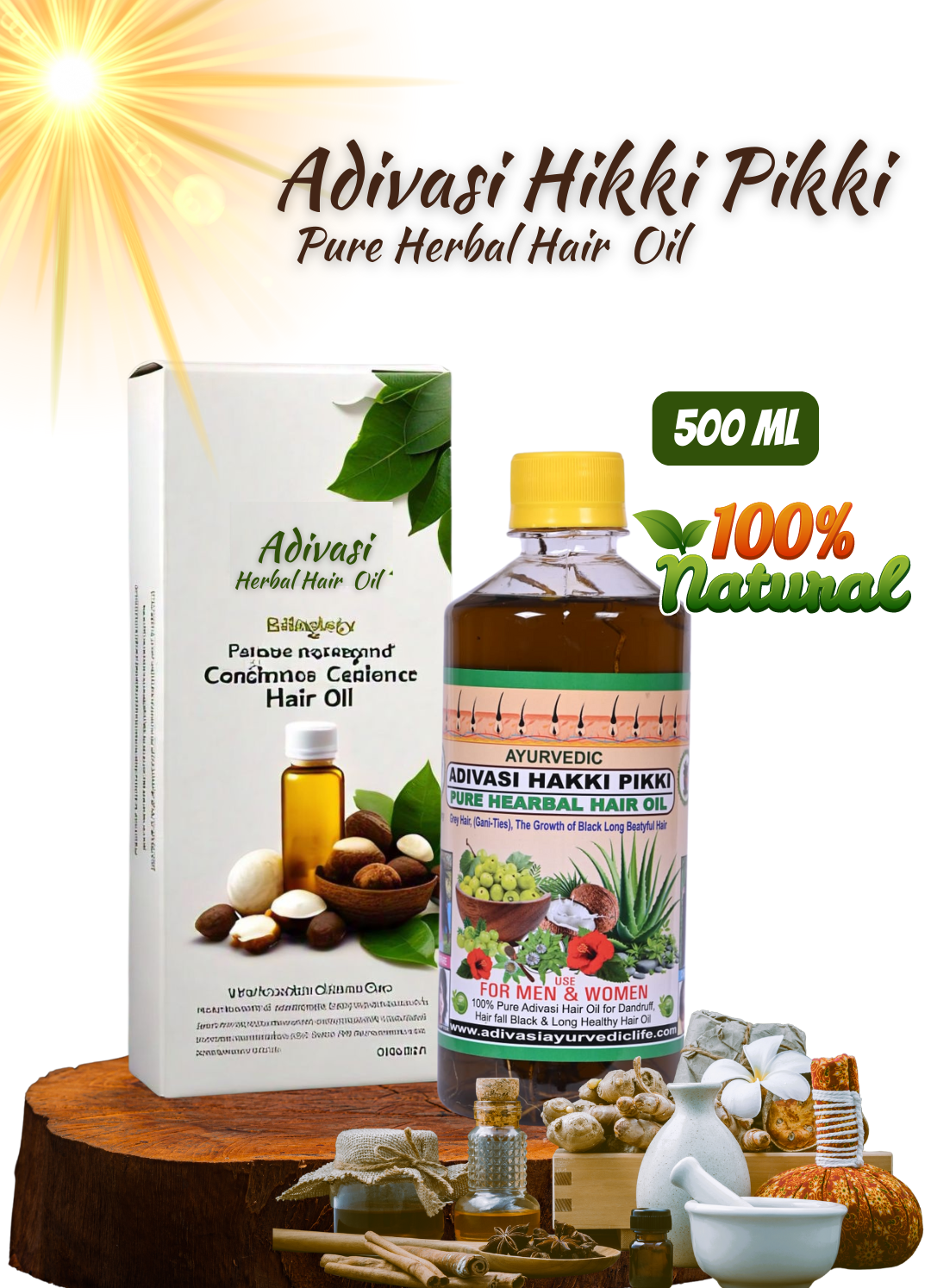 500ml Adivasi Hikki Pikki Pure Herbal Hair  Oil